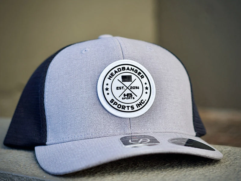 Headbanger Exclusive Flexfit Snapback Hat: Silver With White Circle Badge 3 Headbanger Exclusive Flexfit Snapback Hat: Silver With White Circle Badge - Image 3