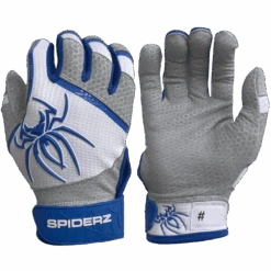 2022 Spiderz PRO Model Batting Gloves: White/Royal Blue
