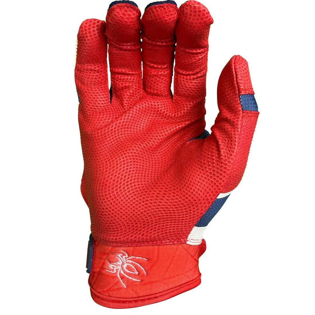 2023 Spiderz Pro Model Batting Gloves: White/Red/Navy 3 2023 Spiderz Pro Model Batting Gloves: White/Red/Navy - Image 3
