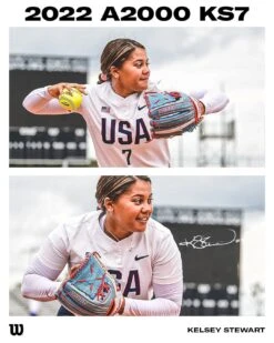 2022 Wilson A2000 Kelsey Stewart KS7 GM 12" Fastpitch Glove: WTA20RF22KS7 10 2022 Wilson A2000 Kelsey Stewart KS7 GM 12" Fastpitch Glove: WTA20RF22KS7 -Head Banger Sports Store 21 0486 Wilson USA Softball GM Kelsey Stewart Social 01