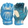 2023 Spiderz HYBRID Batting Gloves: Columbia Blue/White -Head Banger Sports Store 22CarolinaWhite