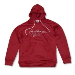 Headbanger Sports Performance Fleece Line Hoodie W/ Kangaroo Pocket: Deep Red