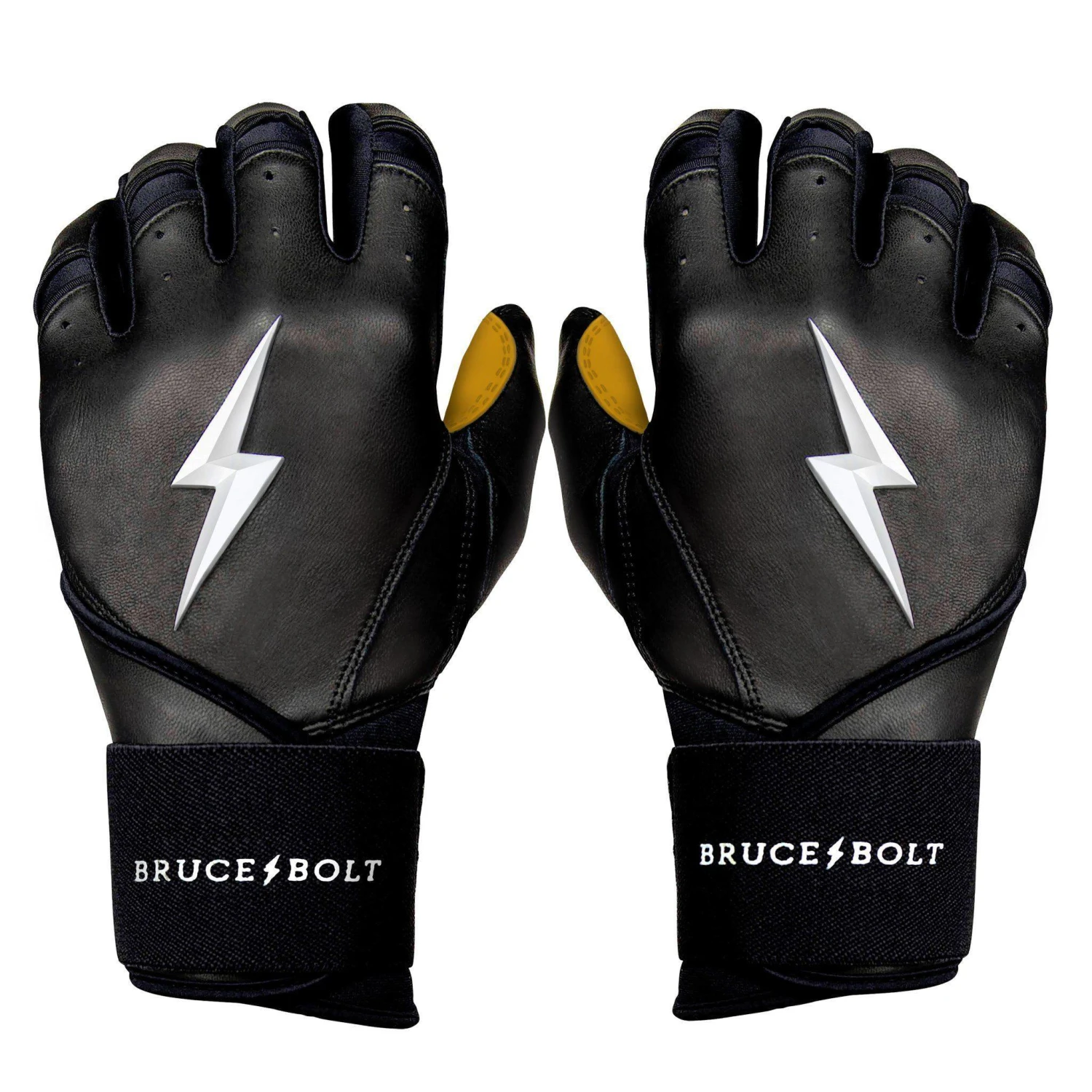 Bruce Bolt PREMIUM PRO Long Cuff Batting Gloves: Black 1 Bruce Bolt PREMIUM PRO Long Cuff Batting Gloves: Black