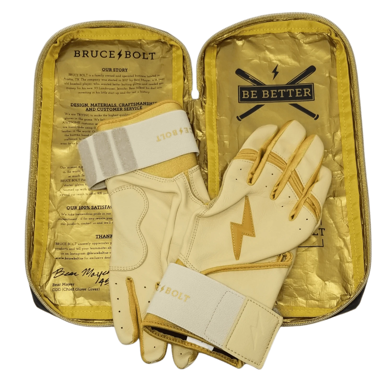Bruce Bolt PREMIUM PRO Gold Series Batting Gloves: Long Cuff 3 Bruce Bolt PREMIUM PRO Gold Series Batting Gloves: Long Cuff - Image 3