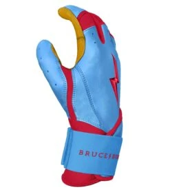 Bruce Bolt PREMIUM PRO BADER Series Long Cuff Batting Gloves: Baby Blue -Head Banger Sports Store LC HBB SIDE