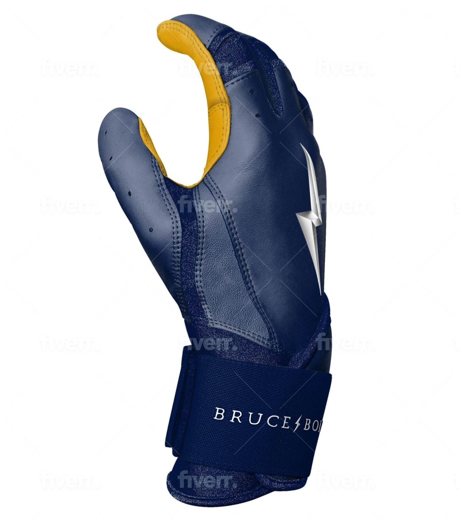 Bruce Bolt PREMIUM PRO Long Cuff Batting Gloves: Navy 6 Bruce Bolt PREMIUM PRO Long Cuff Batting Gloves: Navy - Image 6