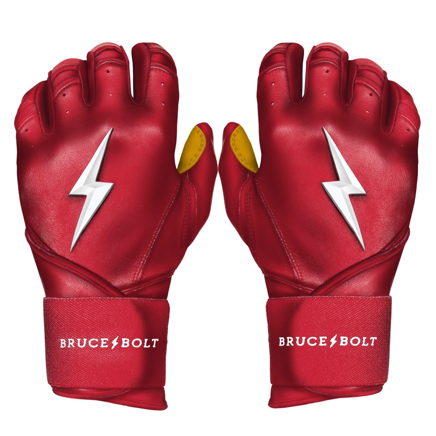 Bruce Bolt PREMIUM PRO Long Cuff Batting Gloves: Red 1 Bruce Bolt PREMIUM PRO Long Cuff Batting Gloves: Red