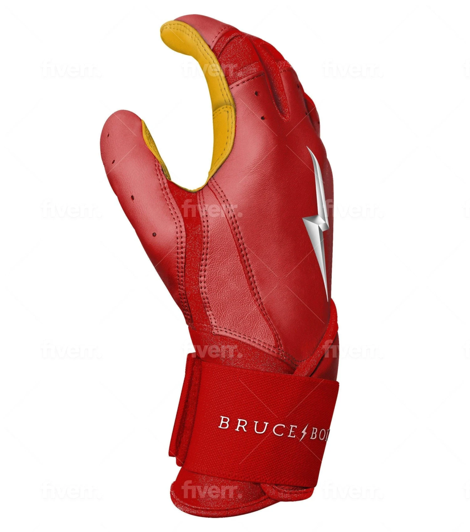 Bruce Bolt PREMIUM PRO Long Cuff Batting Gloves: Red 6 Bruce Bolt PREMIUM PRO Long Cuff Batting Gloves: Red - Image 6