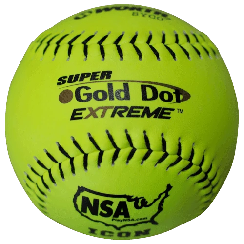 Worth 12" Super Gold Dot NSA Slowpitch Softballs (Dozen): NI12CY 1 Worth 12" Super Gold Dot NSA Slowpitch Softballs (Dozen): NI12CY