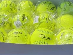 Worth 12" Super Gold Dot PRO M USSSA Slowpitch Softballs (Dozen): UM12CY -Head Banger Sports Store PhotoMar11 121104PM