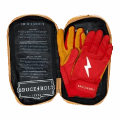 Bruce Bolt PREMIUM PRO Short Cuff Batting Gloves: Red 16 Bruce Bolt PREMIUM PRO Short Cuff Batting Gloves: Red -Head Banger Sports Store SC REDG BAG2