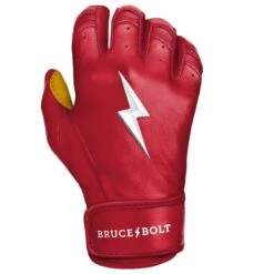 Bruce Bolt PREMIUM PRO Short Cuff Batting Gloves: Red 19 Bruce Bolt PREMIUM PRO Short Cuff Batting Gloves: Red -Head Banger Sports Store SC REDG RIGHT