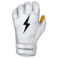 Bruce Bolt PREMIUM PRO Short Cuff Batting Gloves: White 16 Bruce Bolt PREMIUM PRO Short Cuff Batting Gloves: White -Head Banger Sports Store SC WHTG LEFT
