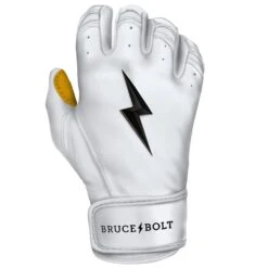 Bruce Bolt PREMIUM PRO Short Cuff Batting Gloves: White 17 Bruce Bolt PREMIUM PRO Short Cuff Batting Gloves: White -Head Banger Sports Store SC WHTG RIGHT