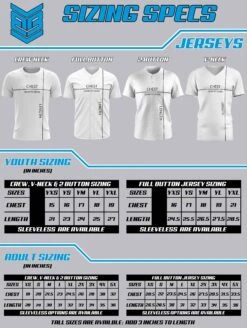 Headbanger Sports Exclusive " HB Sports Baseball" Short Sleeve Jersey -Head Banger Sports Store Sizing Chart