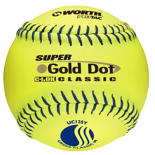 Worth 12" USSSA Super Gold Dot Classic M Softballs (Dozen): UC12SY 1 Worth 12" USSSA Super Gold Dot Classic M Softballs (Dozen): UC12SY