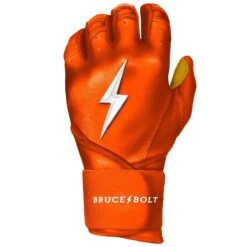 Bruce Bolt PREMIUM PRO Long Cuff Batting Gloves: Orange -Head Banger Sports Store premium pro long cuff batting gloves orange brucebolt 129041