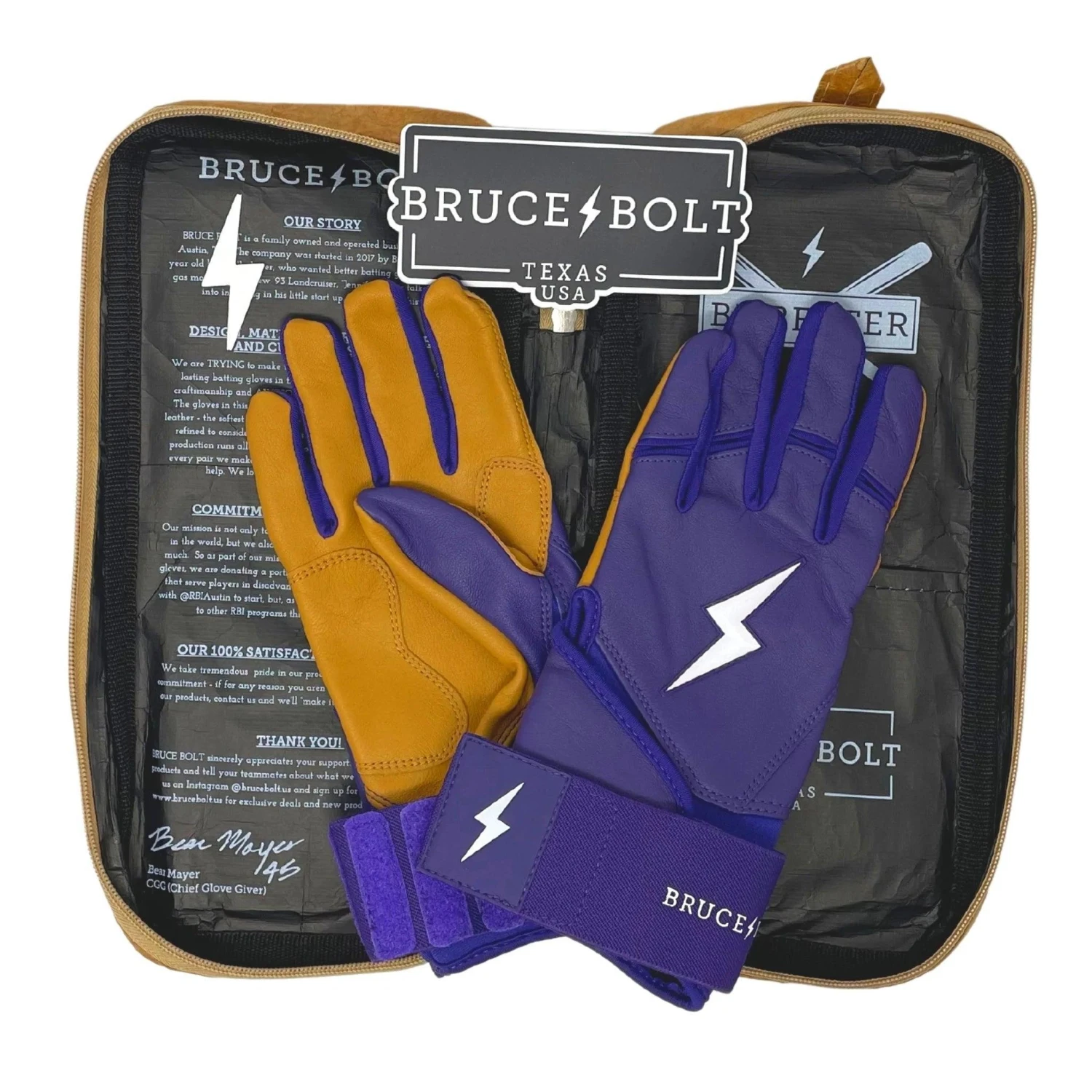 Bruce Bolt PREMIUM PRO Long Cuff Batting Gloves: Purple 5 Bruce Bolt PREMIUM PRO Long Cuff Batting Gloves: Purple - Image 5