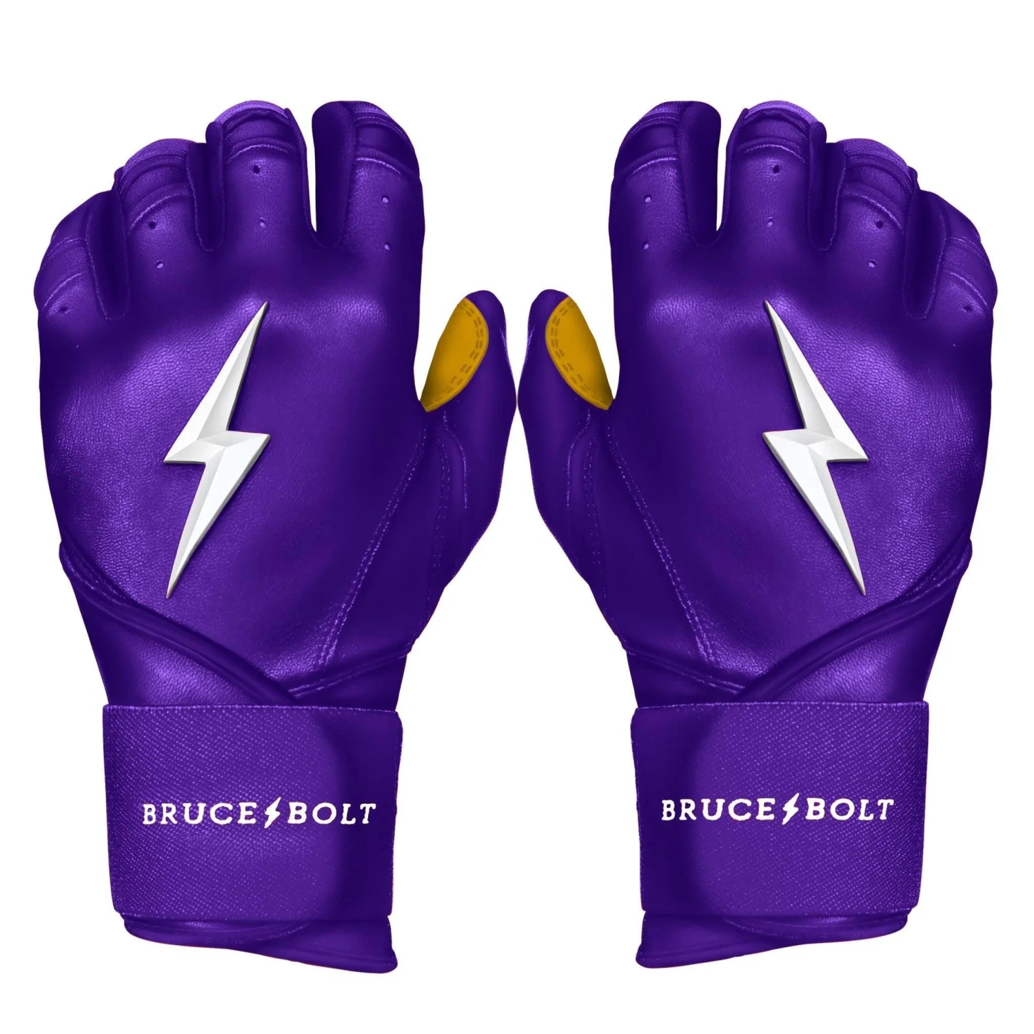 Bruce Bolt PREMIUM PRO Long Cuff Batting Gloves: Purple 1 Bruce Bolt PREMIUM PRO Long Cuff Batting Gloves: Purple